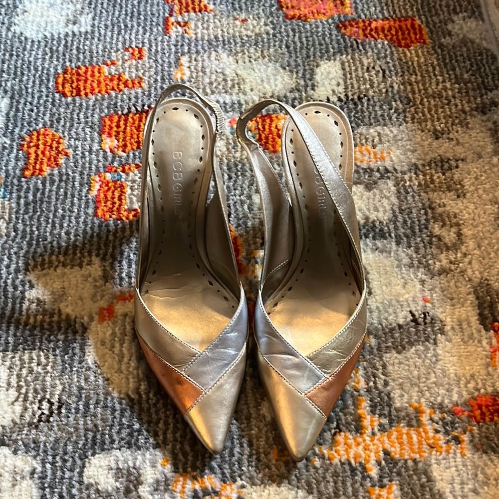 BCBG Girls Gold bronze and silver heels